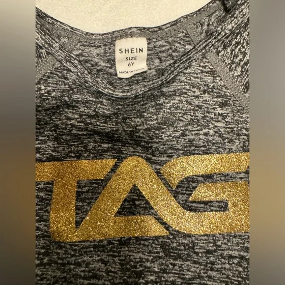 NWOT 2 Piece Matching Outfit Set For Girls Charcoal Gray And Gold Size 6 - Picture 4 of 6